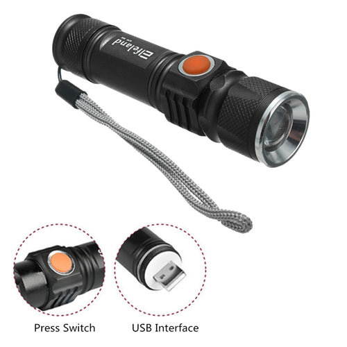 Black LED Torch (with USB connector)