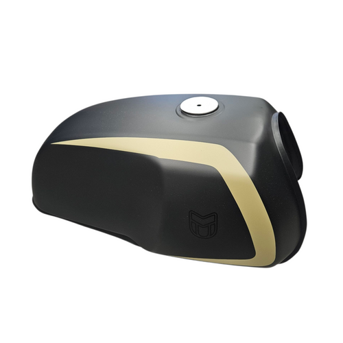 Matt Black With Gold Stripe Mutt Akita Fuel Tank 12L (Euro 5 125 & 250's)