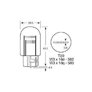 12v 21/5w Wedge/Capless Stop/Tail Bulb