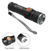 Load image into Gallery viewer, Black LED Torch (with USB connector)
